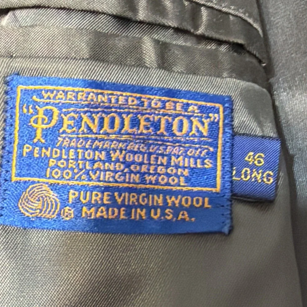 Pendleton Men's Blazer Size 46L Brown and Blue Checkered Wool Sport Coat USA VTG